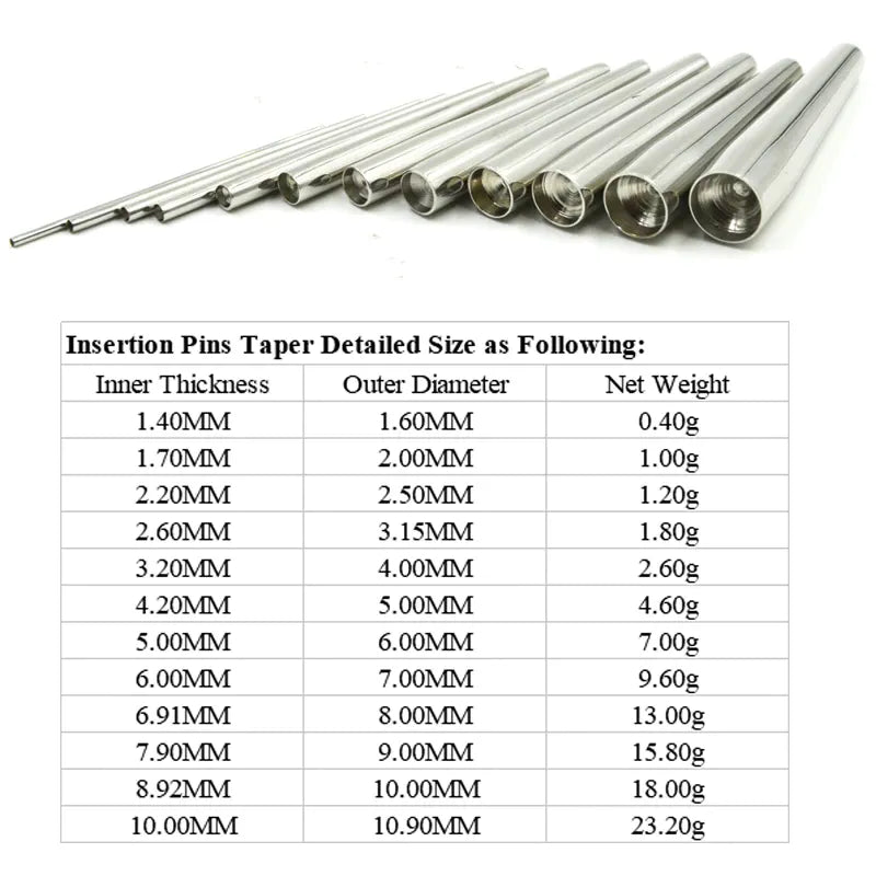 Professional Body Piercing Tool 316L Surgical Steel Concave Taper Insertion Pins Ear Expander Kit