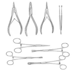 Tattoo Accessories 8pcs Professional Stainless Steel Body Piercing Instruments Kit Tools Body Art Tattoo Supplies