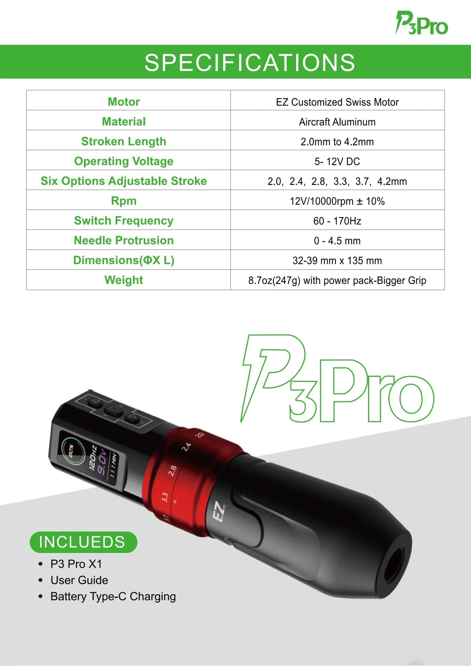 EZ P3 Pro Tattoo Pen Machine