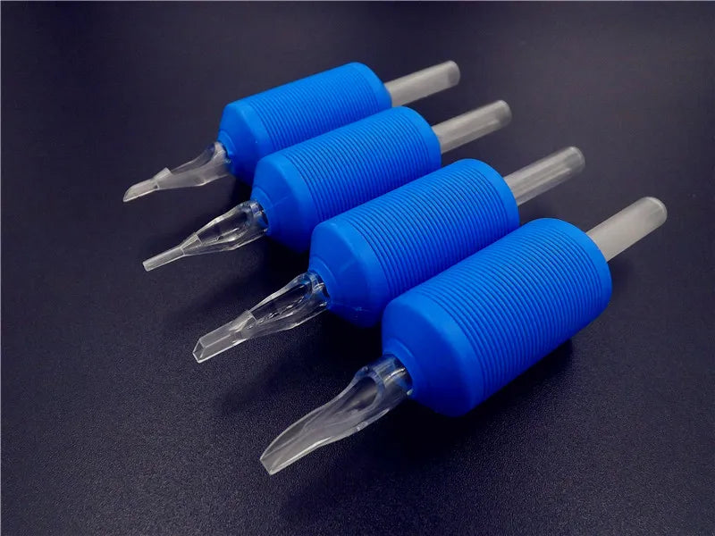 Silicone Soft Blue Disposable Tattoo Tubes with clear tip