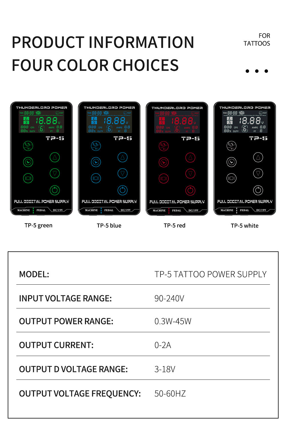 TP-5 Tattoo Power Supply Touch Screen Intelligent Digital Power Supply